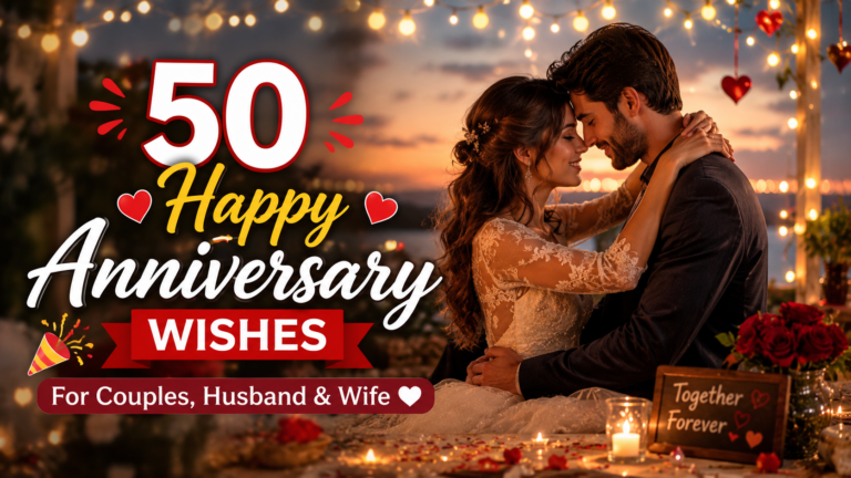 50 Happy Anniversary Wishes for Couples, Husband & Wife ❤️🎉